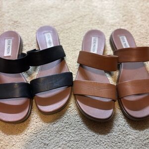 Steve Madden Black and Brown Slide Sandals